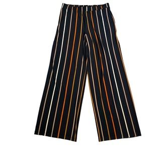 Susan Graver black striped wide leg stretchy pants size medium